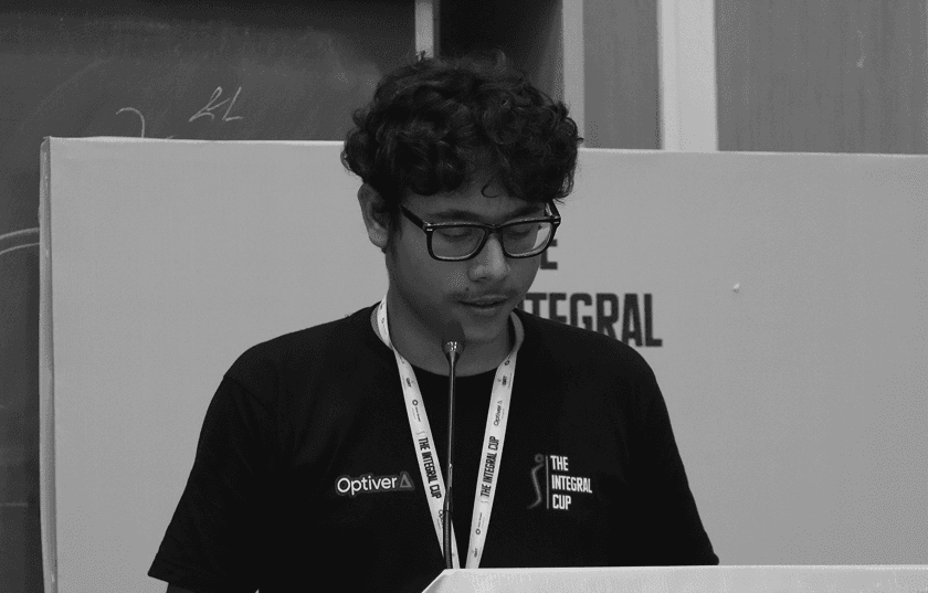 Student speaking at podium